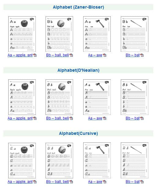 free printing and cursive handwriting worksheets